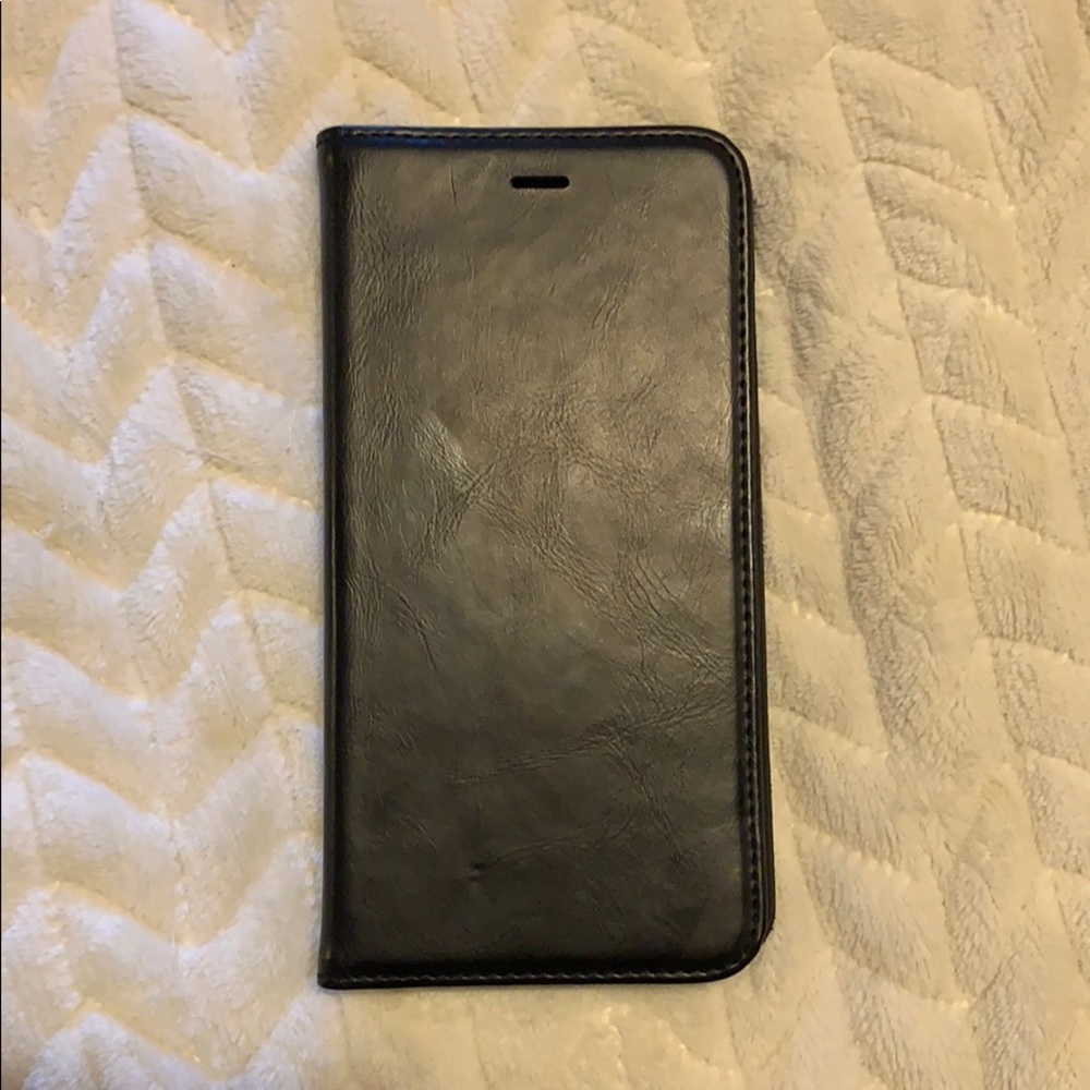 iPhone 6 Plus Black black leather wallet case